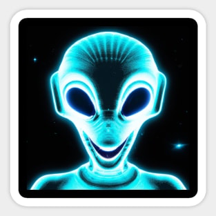 Neon Blue Alien Sticker